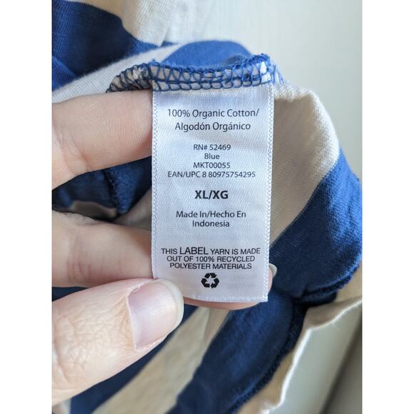 Free Assembly Men's White Blue Striped Short Sleeve Crew Neck T-shirt Size XL/XG - Picture 4 of 5